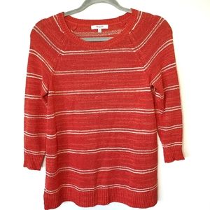 Madewell orange cabinstripe crewneck sweater